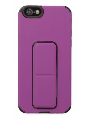 Newface iPhone 6 Kılıf Mega Standlı Silikon - Mor