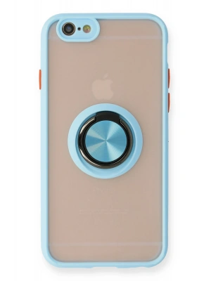 Newface iPhone 6 Kılıf Montreal Yüzüklü Silikon Kapak - Buz Mavi
