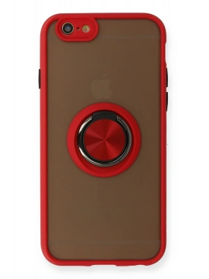 Newface iPhone 6 Kılıf Montreal Yüzüklü Silikon Kapak - Kırmızı