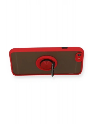 Newface iPhone 6 Kılıf Montreal Yüzüklü Silikon Kapak - Kırmızı