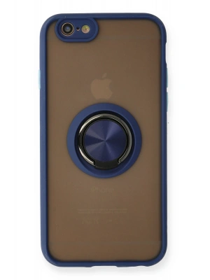 Newface iPhone 6 Kılıf Montreal Yüzüklü Silikon Kapak - Lacivert