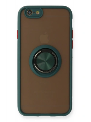 Newface iPhone 6 Kılıf Montreal Yüzüklü Silikon Kapak - Yeşil