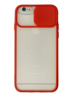 Newface iPhone 6 Kılıf Palm Buzlu Kamera Sürgülü Silikon - Kırmızı
