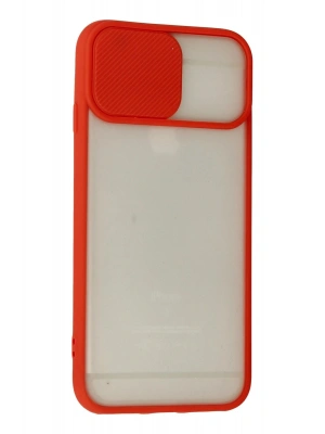Newface iPhone 6 Kılıf Palm Buzlu Kamera Sürgülü Silikon - Kırmızı