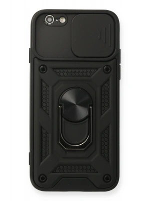 Newface iPhone 6 Kılıf Pars Lens Yüzüklü Silikon - Siyah