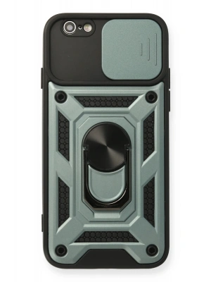 Newface iPhone 6 Kılıf Pars Lens Yüzüklü Silikon - Yeşil