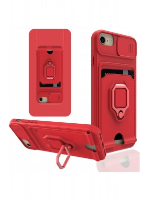 Newface iPhone 6 Kılıf Zuma Kartvizitli Yüzüklü Silikon - Kırmızı