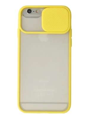 Newface iPhone 6 Plus Kılıf Palm Buzlu Kamera Sürgülü Silikon - Sarı