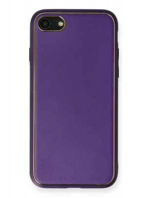 Newface iPhone 7 Kılıf Coco Deri Silikon Kapak - Mor