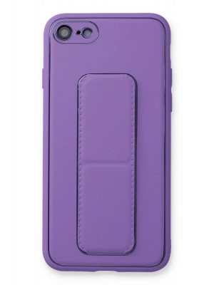 Newface iPhone 7 Kılıf Coco Deri Standlı Kapak - Koyu Lila