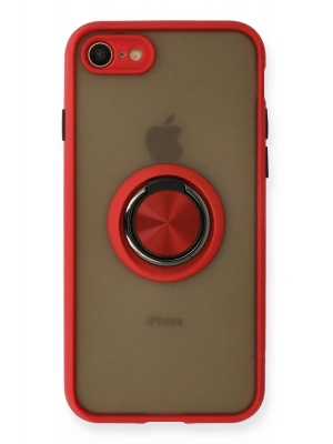 Newface iPhone 7 Kılıf Montreal Yüzüklü Silikon Kapak - Kırmızı