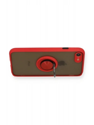 Newface iPhone 7 Kılıf Montreal Yüzüklü Silikon Kapak - Kırmızı