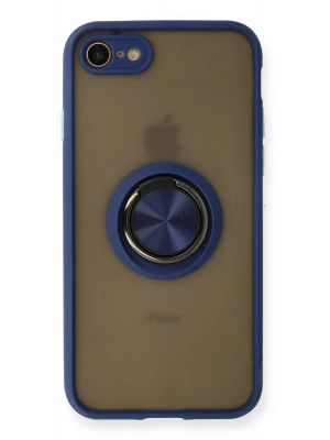 Newface iPhone 7 Kılıf Montreal Yüzüklü Silikon Kapak - Lacivert