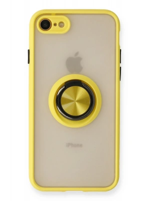 Newface iPhone 7 Kılıf Montreal Yüzüklü Silikon Kapak - Sarı