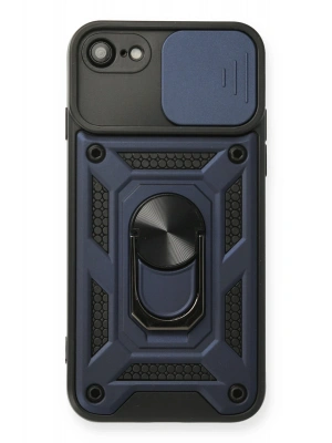 Newface iPhone 7 Kılıf Pars Lens Yüzüklü Silikon - Lacivert