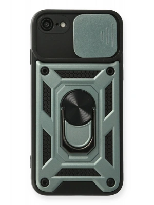 Newface iPhone 7 Kılıf Pars Lens Yüzüklü Silikon - Yeşil