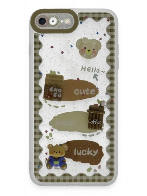 Newface iPhone 7 Kılıf Sweet Desenli Silikon Kapak - Şeffaf