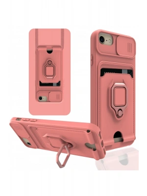 Newface iPhone 7 Kılıf Zuma Kartvizitli Yüzüklü Silikon - Pembe