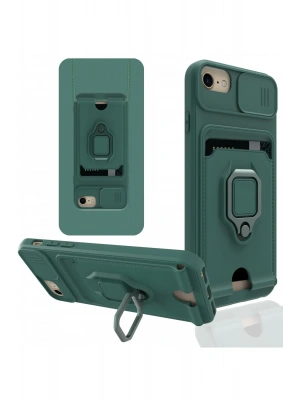 Newface iPhone 7 Kılıf Zuma Kartvizitli Yüzüklü Silikon - Yeşil