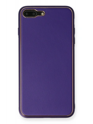 Newface iPhone 7 Plus Kılıf Coco Deri Silikon Kapak - Mor