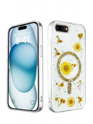 Newface iPhone 7 Plus Kılıf Daisy Simli Magsafe Kapak - Gold