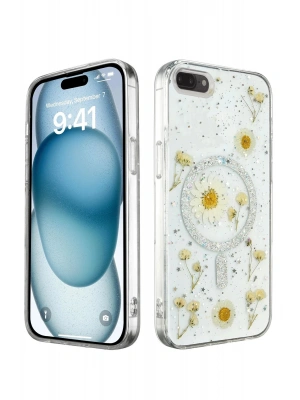 Newface iPhone 7 Plus Kılıf Daisy Simli Magsafe Kapak - Gümüş