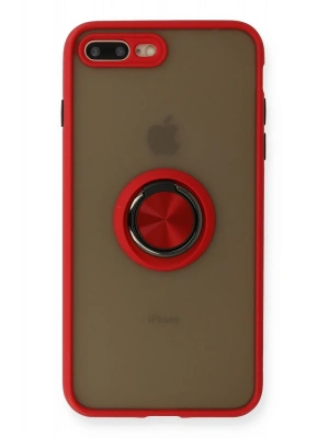 Newface iPhone 7 Plus Kılıf Montreal Yüzüklü Silikon Kapak - Kırmızı