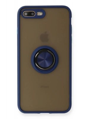 Newface iPhone 7 Plus Kılıf Montreal Yüzüklü Silikon Kapak - Lacivert