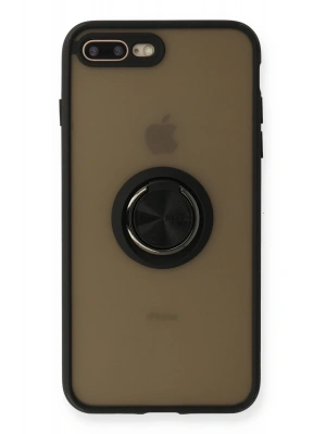 Newface iPhone 7 Plus Kılıf Montreal Yüzüklü Silikon Kapak - Siyah