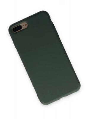 Newface iPhone 7 Plus Kılıf Nano içi Kadife Silikon - Koyu Yeşil