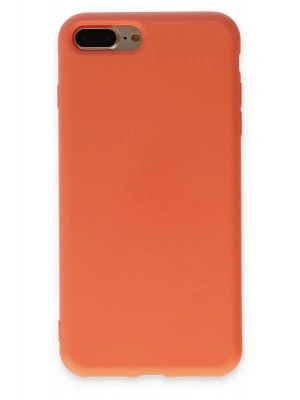 Newface iPhone 7 Plus Kılıf Nano içi Kadife Silikon - Turuncu