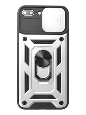 Newface iPhone 7 Plus Kılıf Pars Lens Yüzüklü Silikon - Gümüş