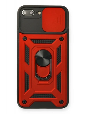 Newface iPhone 7 Plus Kılıf Pars Lens Yüzüklü Silikon - Kırmızı