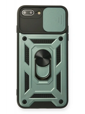 Newface iPhone 7 Plus Kılıf Pars Lens Yüzüklü Silikon - Yeşil