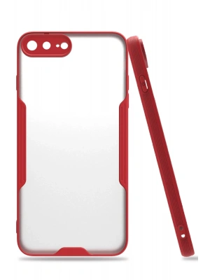 Newface iPhone 7 Plus Kılıf Platin Silikon - Kırmızı