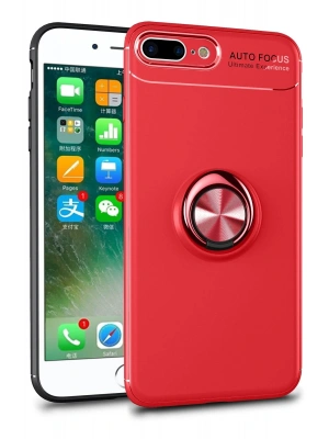 Newface iPhone 7 Plus Kılıf Range Yüzüklü Silikon - Kırmızı