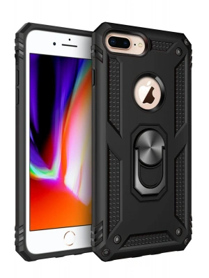 Newface iPhone 7 Plus Kılıf Sofya Yüzüklü Silikon Kapak - Siyah