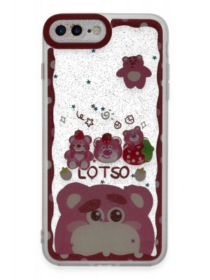 Newface iPhone 7 Plus Kılıf Sweet Desenli Silikon Kapak - Pembe