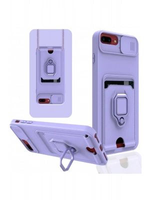 Newface iPhone 7 Plus Kılıf Zuma Kartvizitli Yüzüklü Silikon - Lila