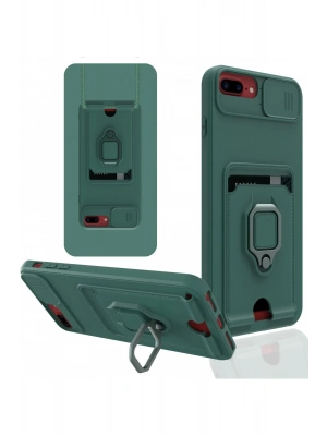 Newface iPhone 7 Plus Kılıf Zuma Kartvizitli Yüzüklü Silikon - Yeşil