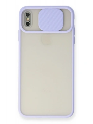 Newface iPhone X Kılıf Palm Buzlu Kamera Sürgülü Silikon - Lila