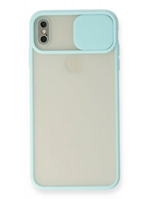 Newface iPhone X Kılıf Palm Buzlu Kamera Sürgülü Silikon - Turkuaz