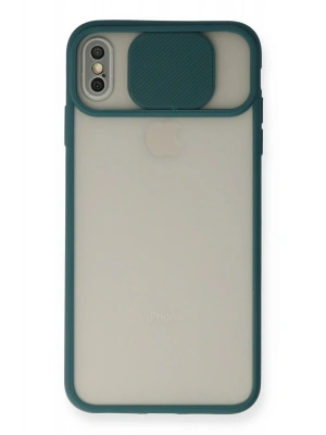 Newface iPhone X Kılıf Palm Buzlu Kamera Sürgülü Silikon - Yeşil