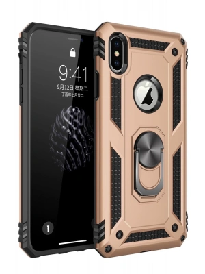 Newface iPhone X Kılıf Sofya Yüzüklü Silikon Kapak - Gold