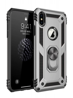 Newface iPhone X Kılıf Sofya Yüzüklü Silikon Kapak - Gümüş