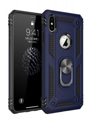 Newface iPhone X Kılıf Sofya Yüzüklü Silikon Kapak - Lacivert