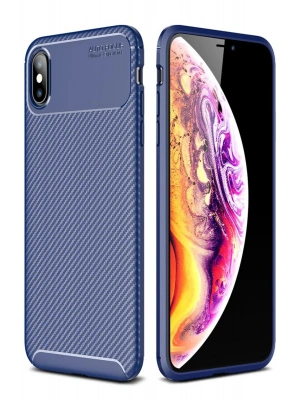 Newface iPhone XS Max Kılıf Auto Focus Karbon Kapak - Lacivert