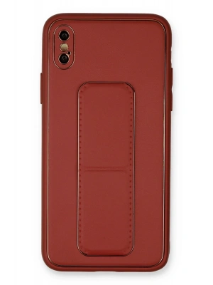 Newface iPhone XS Max Kılıf Coco Deri Standlı Kapak - Fuşya