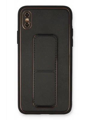 Newface iPhone XS Max Kılıf Coco Deri Standlı Kapak - Siyah