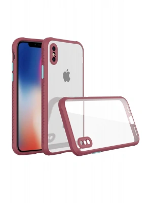 Newface iPhone XS Max Kılıf Miami Şeffaf Silikon - Fuşya